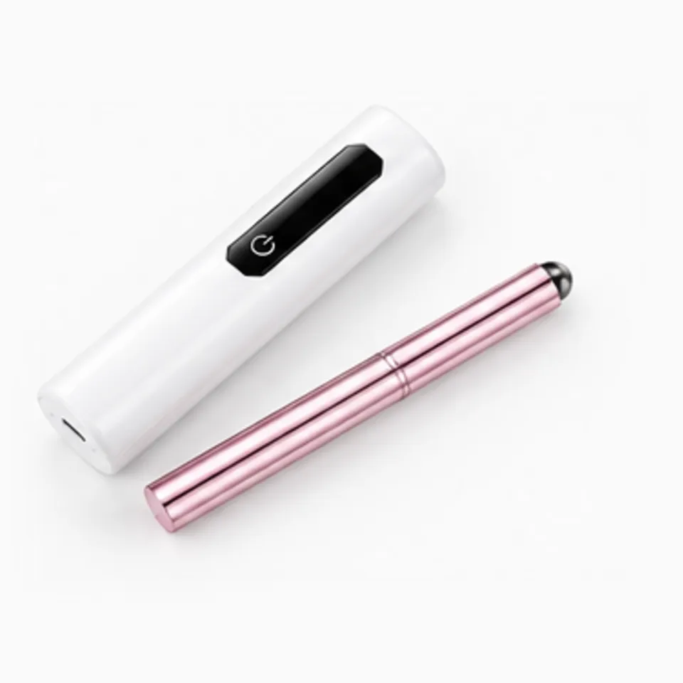 Pluma de gel junto a la mini lámpara UV